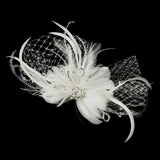 Ivory Flower Feather & Crystal Fascinator Hair Clip 518