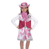 Melissa & Doug Cowgirl Role Play Costume Set (5pcs) - Skirt, Hat, Vest, Badge, Scarf, Adult Unisex, Size: Small, Gold/Pink/White