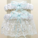 Embroidered Wedding Garter Sets with Scattered Crystals - White G021