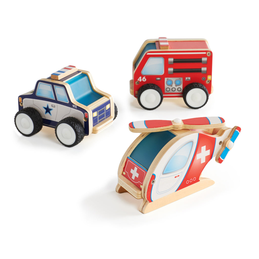 Guidecraft Jr Plywood Community Vehicles set of 3 Pieces G7521