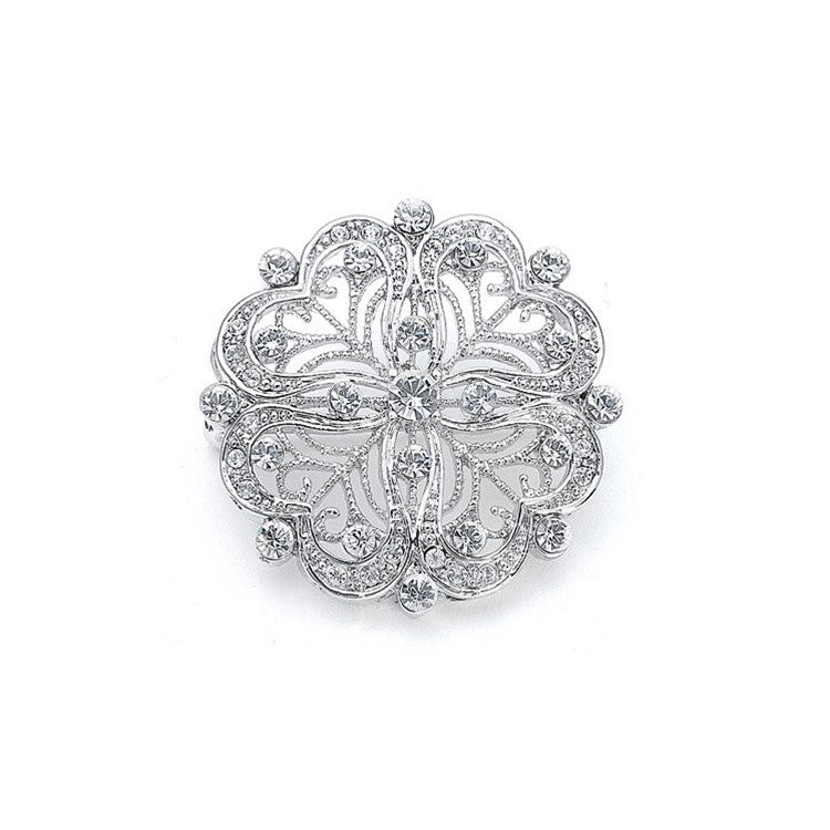 Dainty Round Vintage Bridal Pin in CZ P055