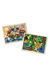 Melissa & Doug Wooden Jigsaw Puzzles Set - Rainforest Animals and Pirate Ship 2pc