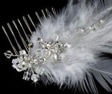 Bridal Feather Fascinator Comb 1536 White or Ivory