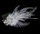 Bridal Feather Fascinator Comb 1536 White or Ivory