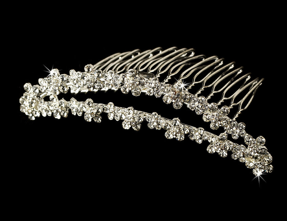 Brushed Gold or  Silver Plated Floral Comb 3015