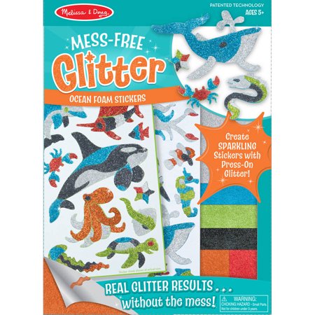 Melissa & Doug Mess-Free Glitter Ocean Foam Sticker Kit- 19 Stickers, 6 Press-On Sheets