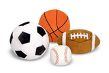 Melissa & Doug Sports Throw Pillows With Mesh Storage Bag - Plush Basketball, Baseball, Soccer Ball, and Football