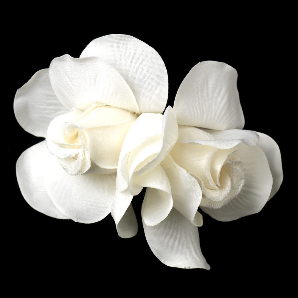 Realistic Looking Twin Gardenia Flower Hair Clip 410